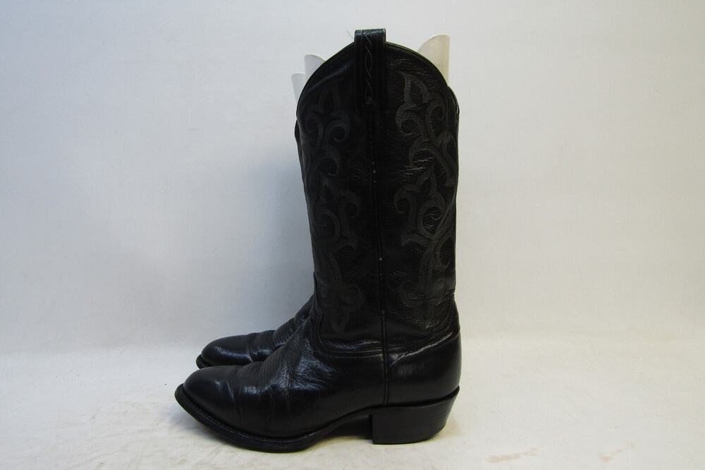 TONY LAMA Mens Size 8.5 EE Black Leather Cowboy Western Boots